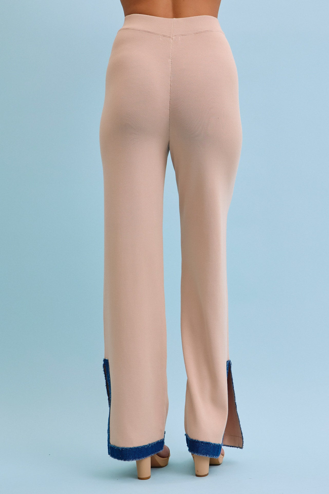 Denim Charm Striped Cardigan With Pants Set