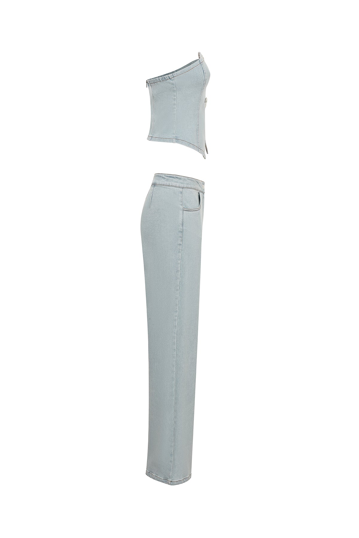 Tube Denim Pants Set