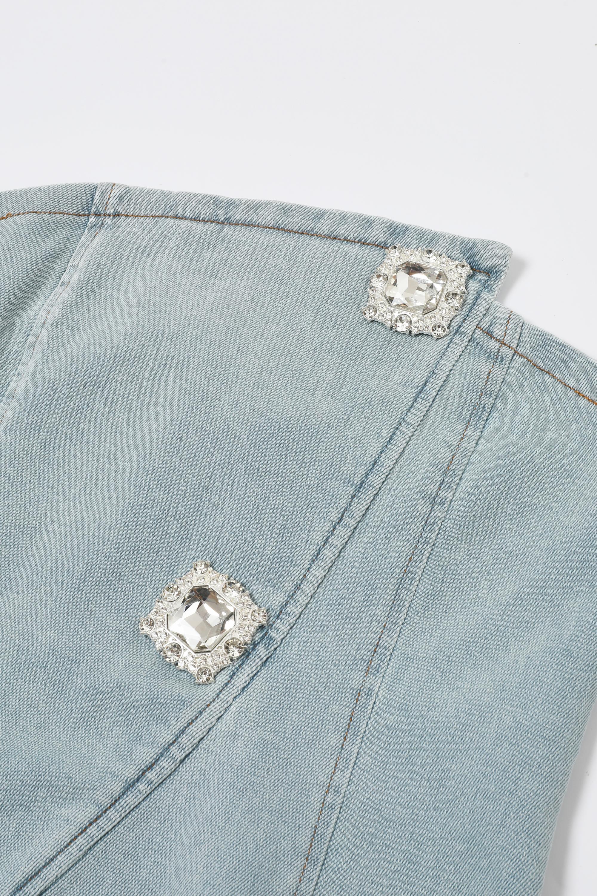 Asymmetrical Jewel Denim Set
