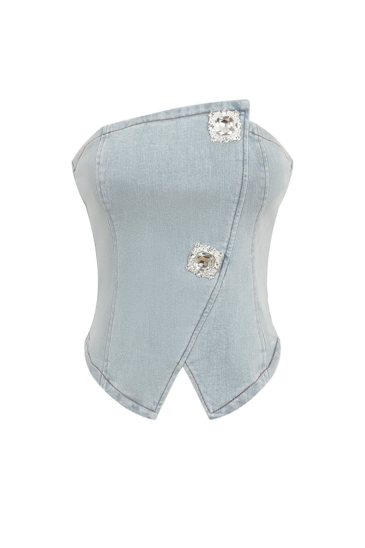 Asymmetrical Jewel Denim Set