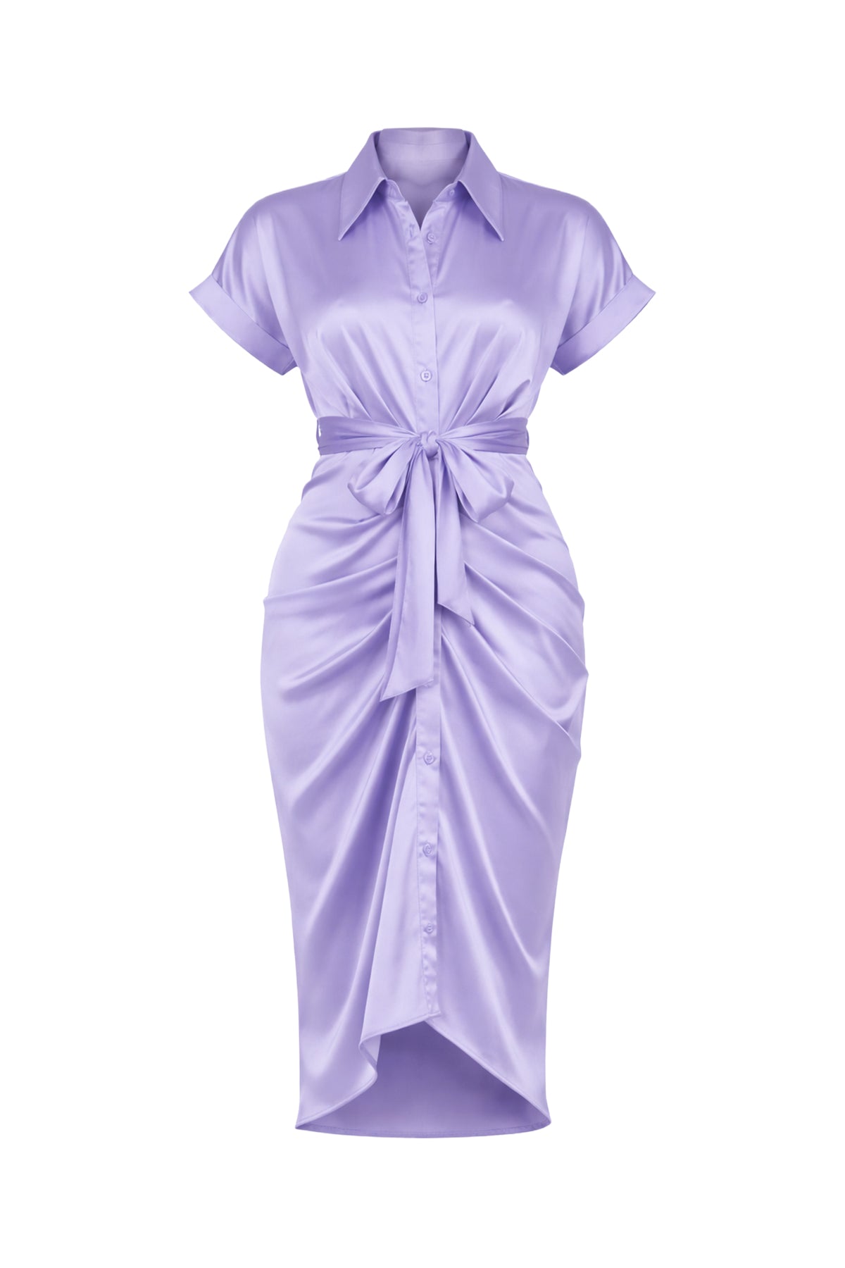 Woven Print Midi Dress With Waist Tie Detail