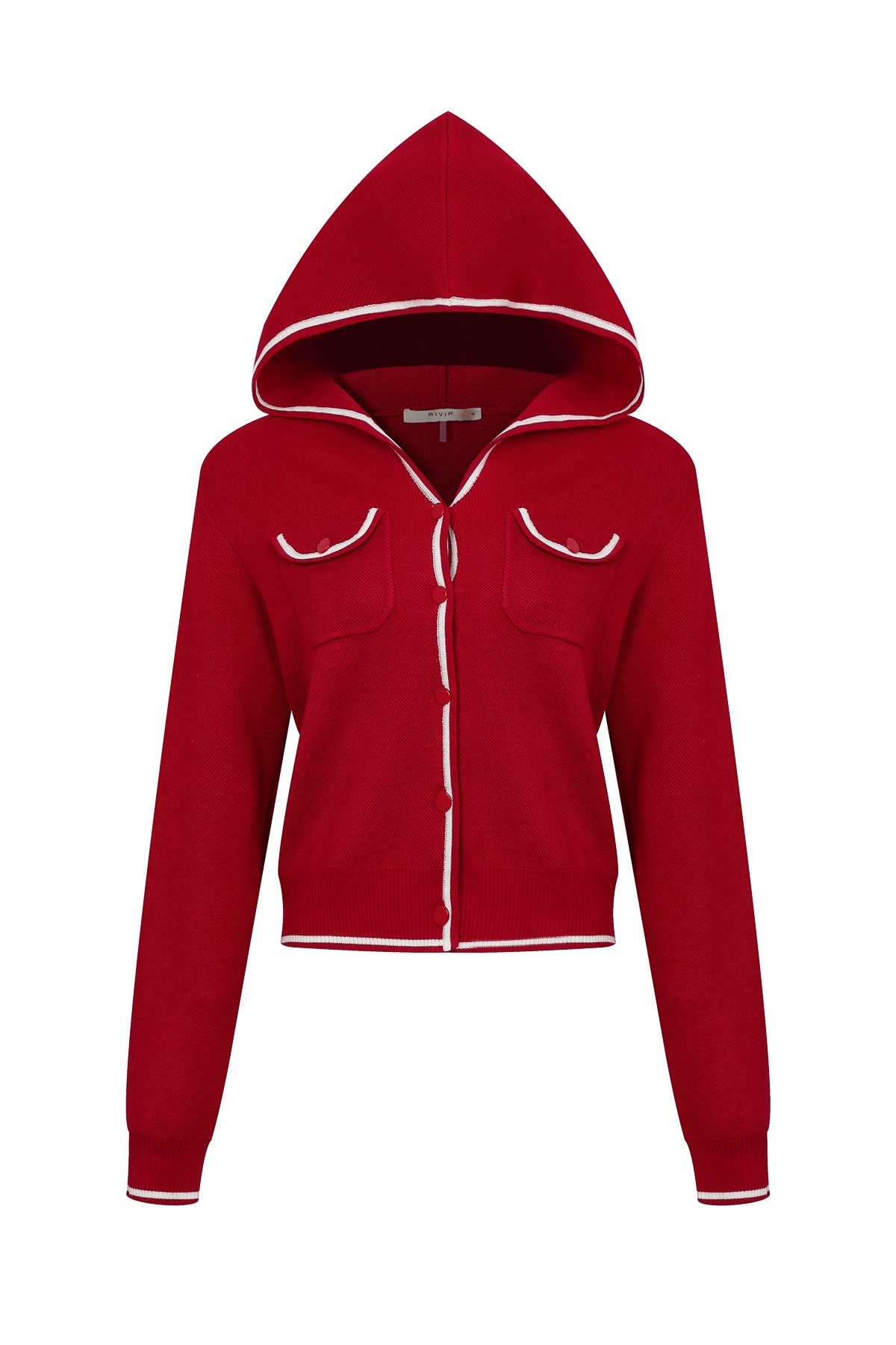 Hooded Flow Cardigan With Contrast