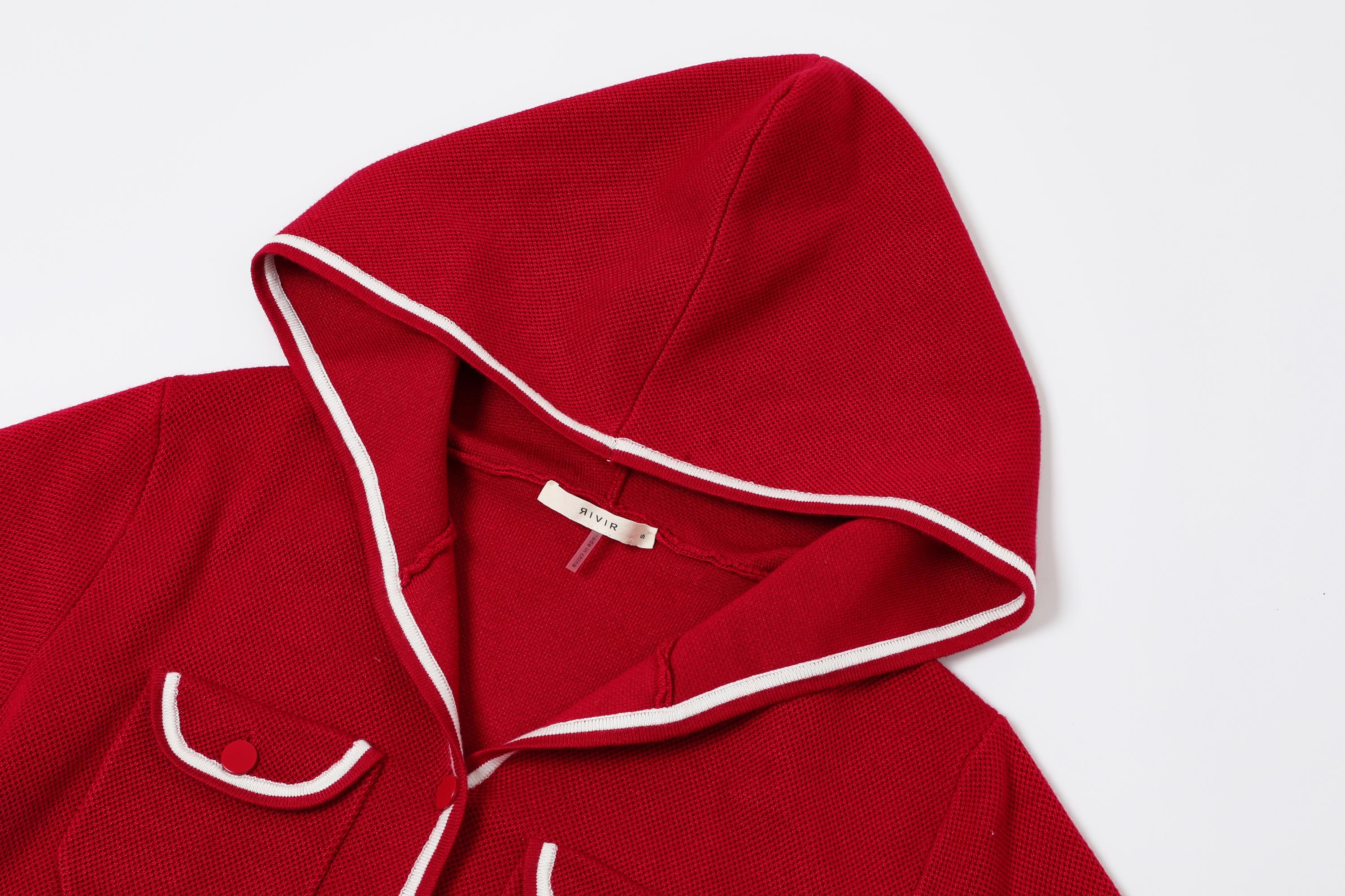 Hooded Flow Cardigan With Contrast