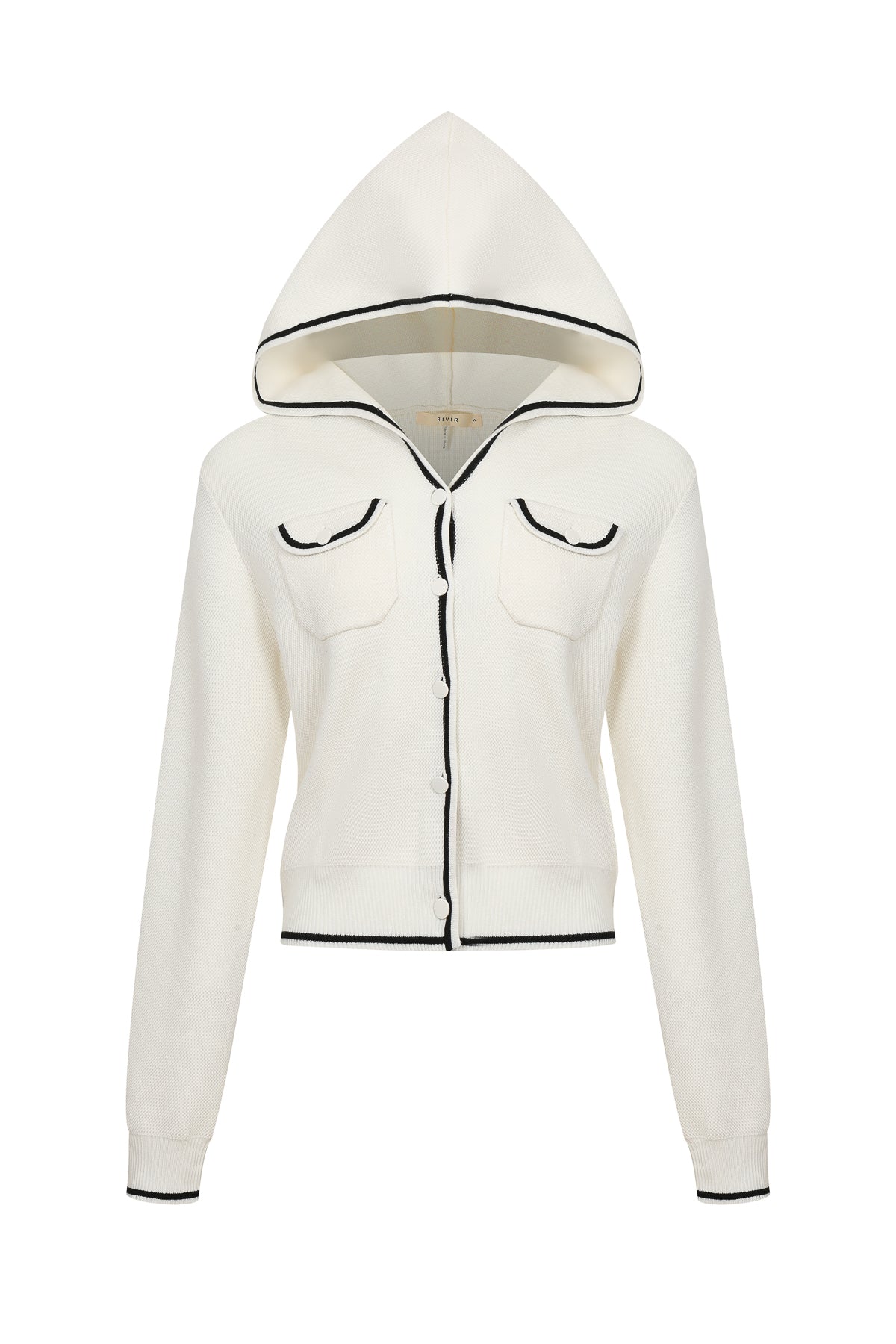 Hooded Flow Cardigan With Contrast