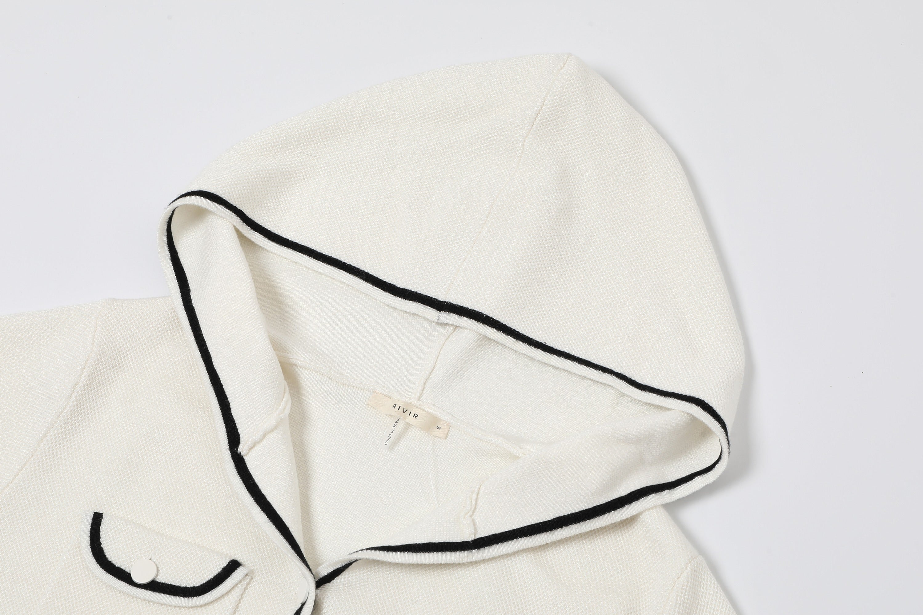 Hooded Flow Cardigan With Contrast