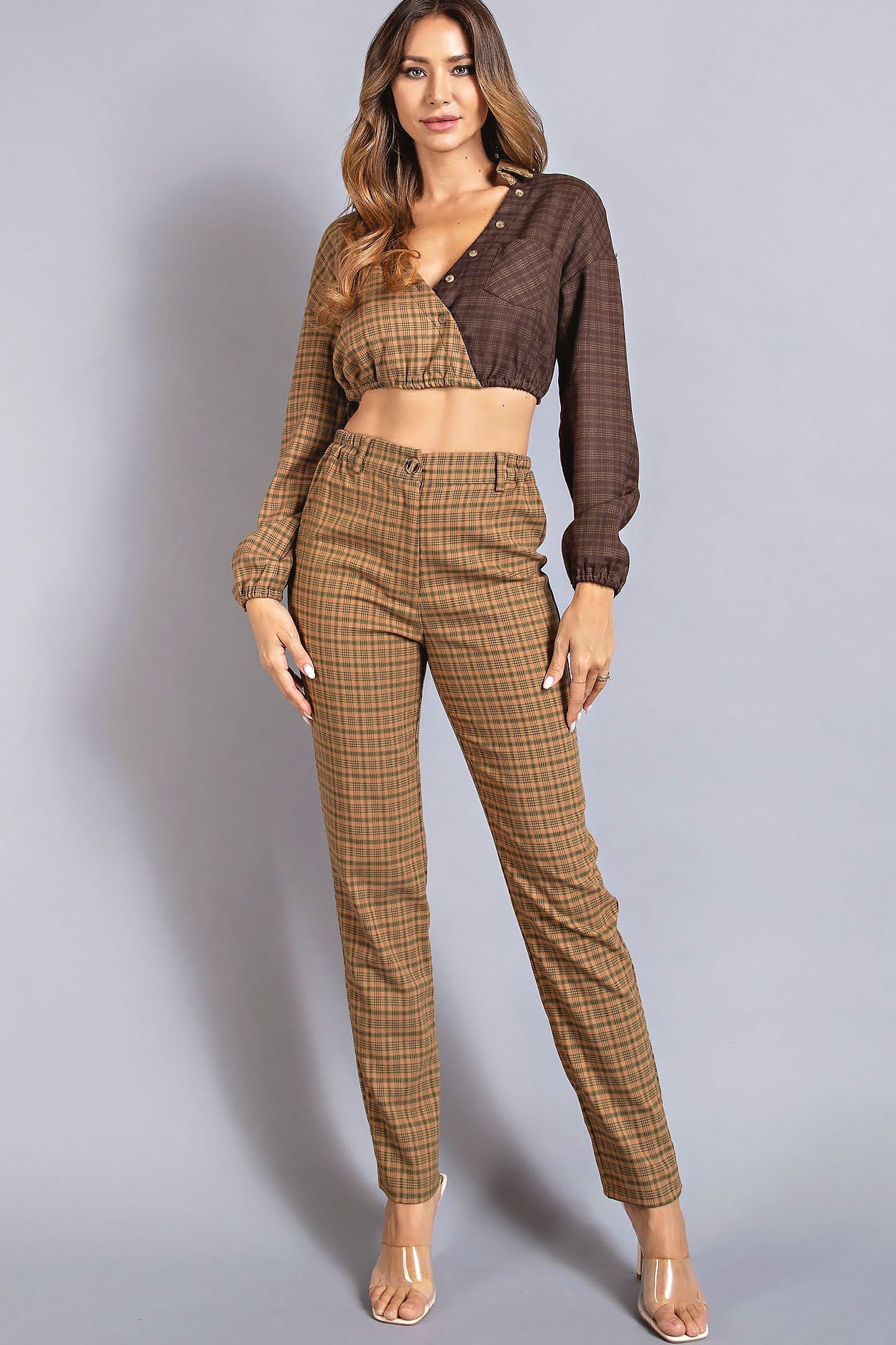 Mom Fit Plaid Pants