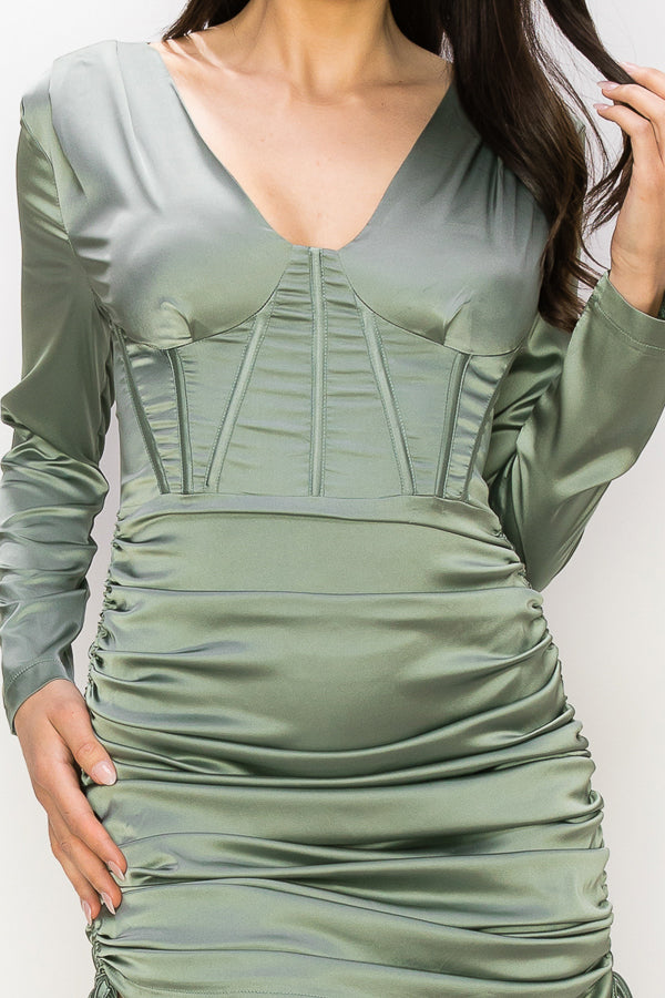 Off Shoulder Satin Mini Dress