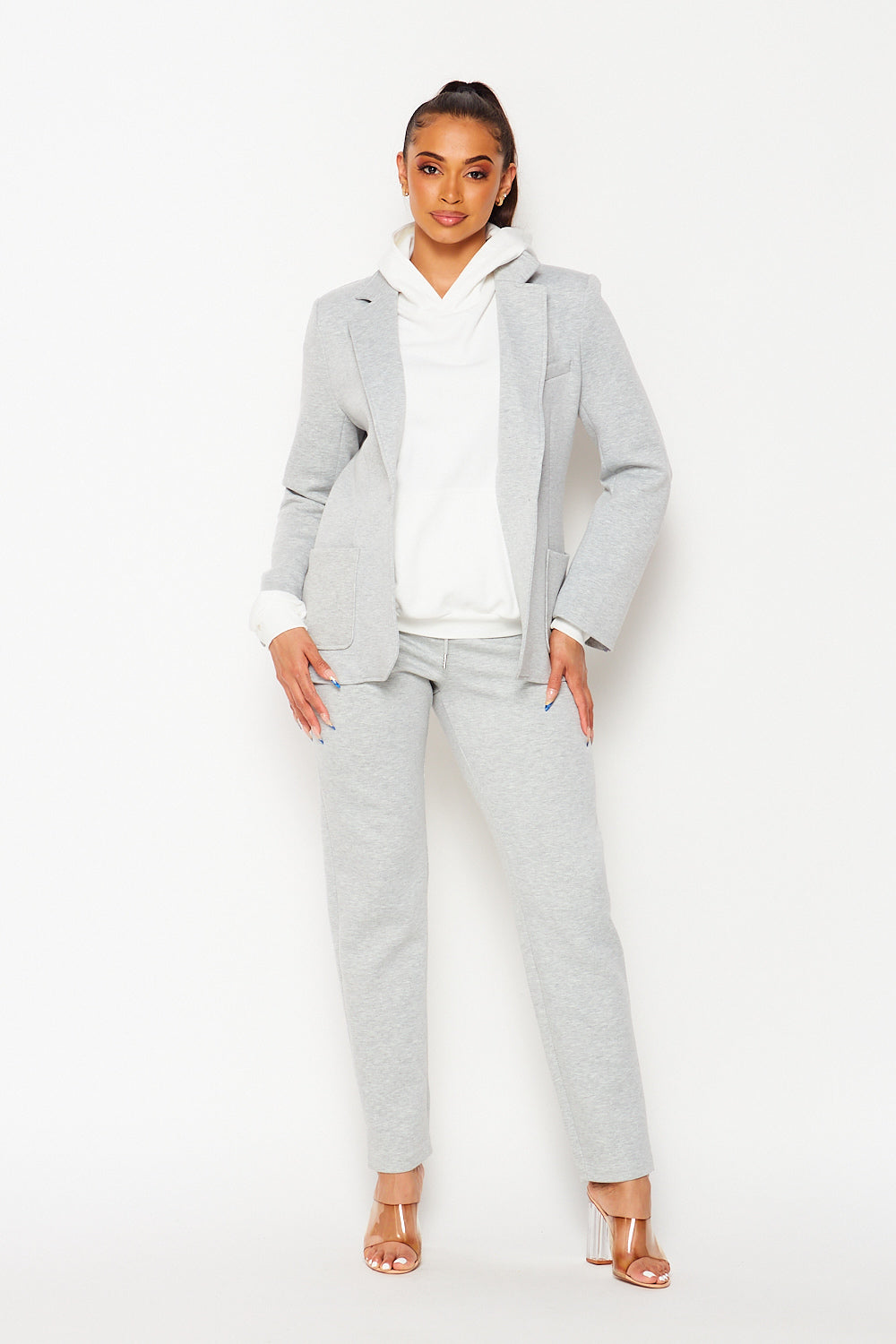Knit Easy Blazer and Jogger Pants Set