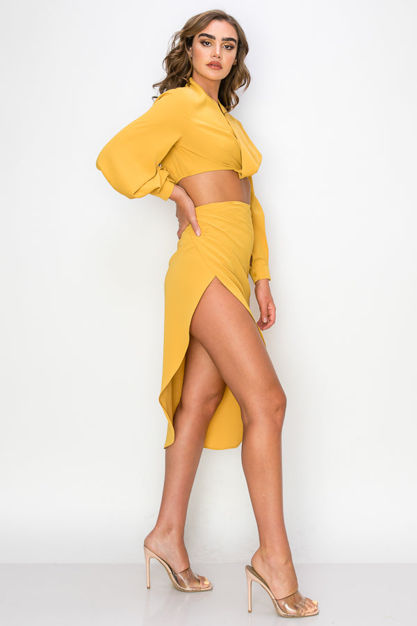Satin Top & Skirt 2 Piece Set
