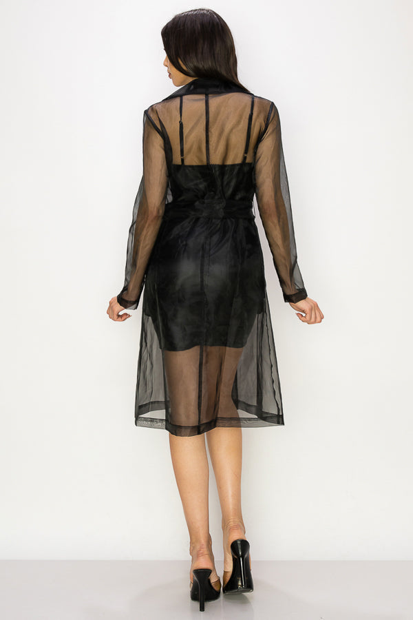Wrap Style Sheer Coat