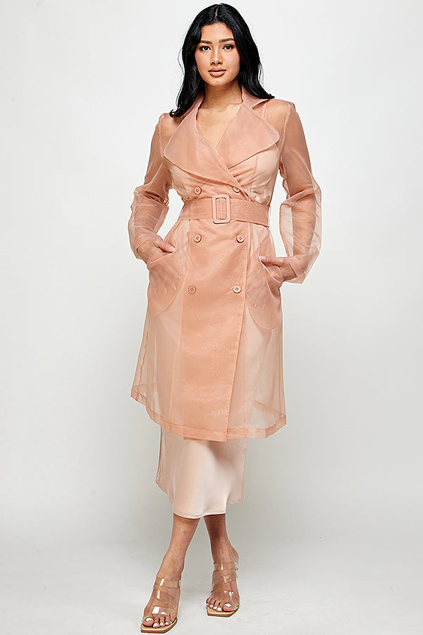 Wrap Style Sheer Coat