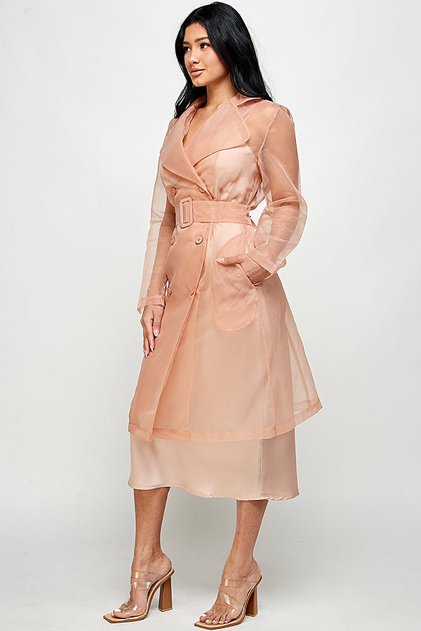 Wrap Style Sheer Coat