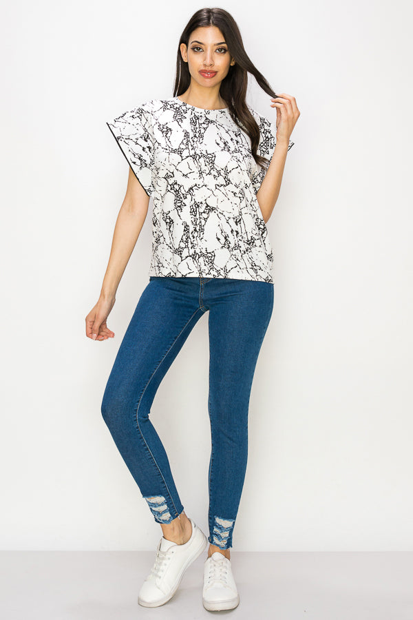 Printed Short Sleeve Top