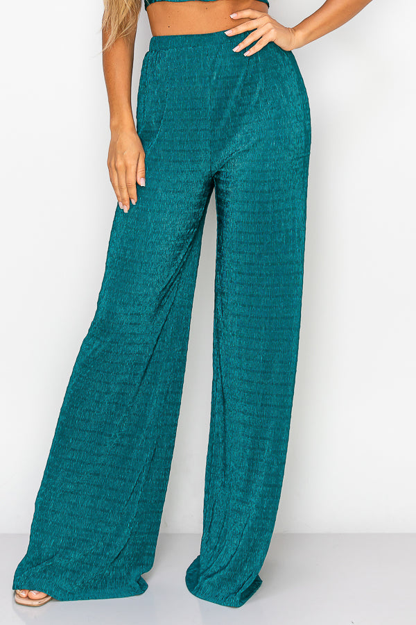 Short Sleeve Button Down Top with Pants Set