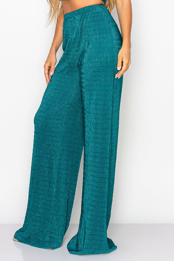 Short Sleeve Button Down Top with Pants Set