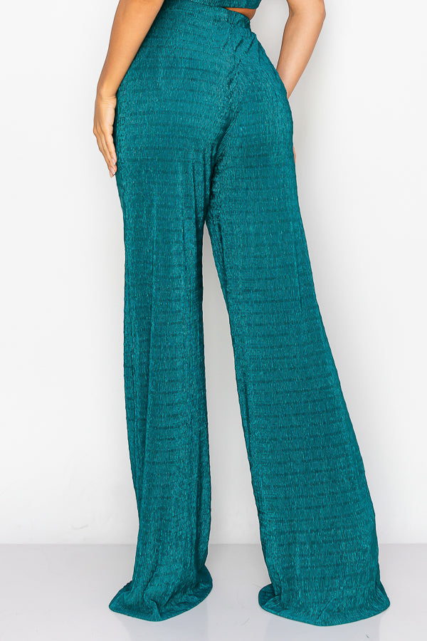 Short Sleeve Button Down Top with Pants Set