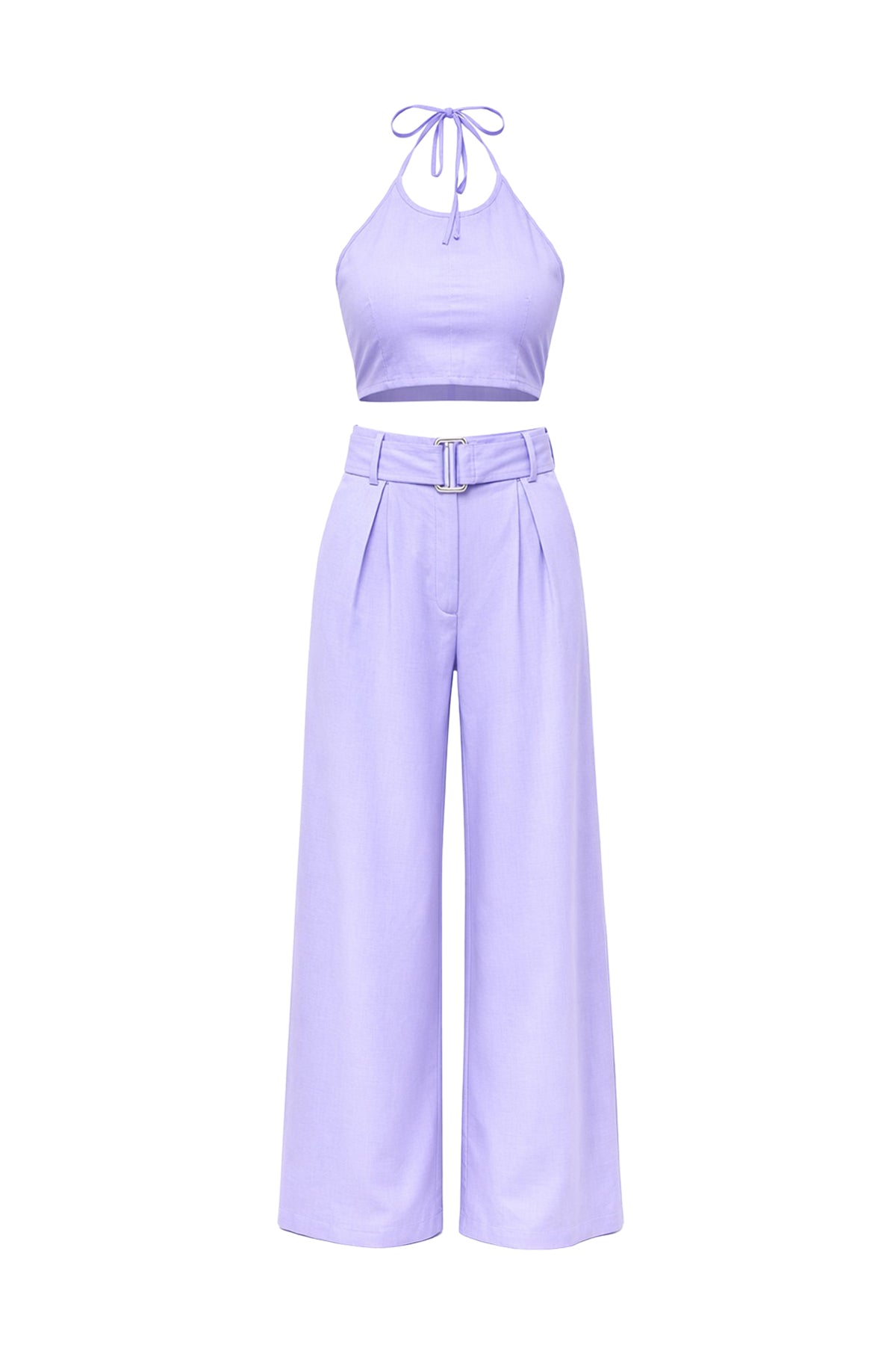 Cropped Halter Top and Pants Set