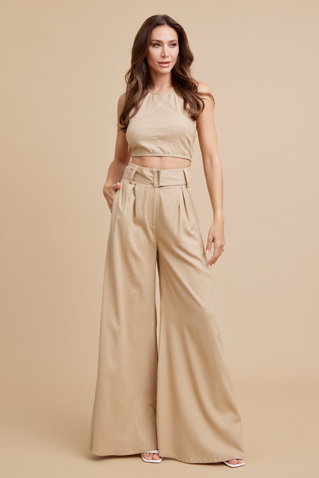 Cropped Halter Top and Pants Set