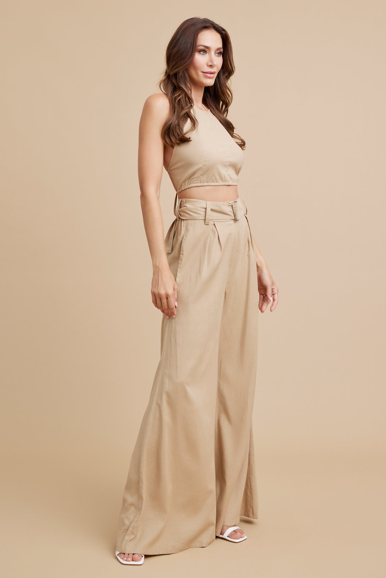 Cropped Halter Top and Pants Set