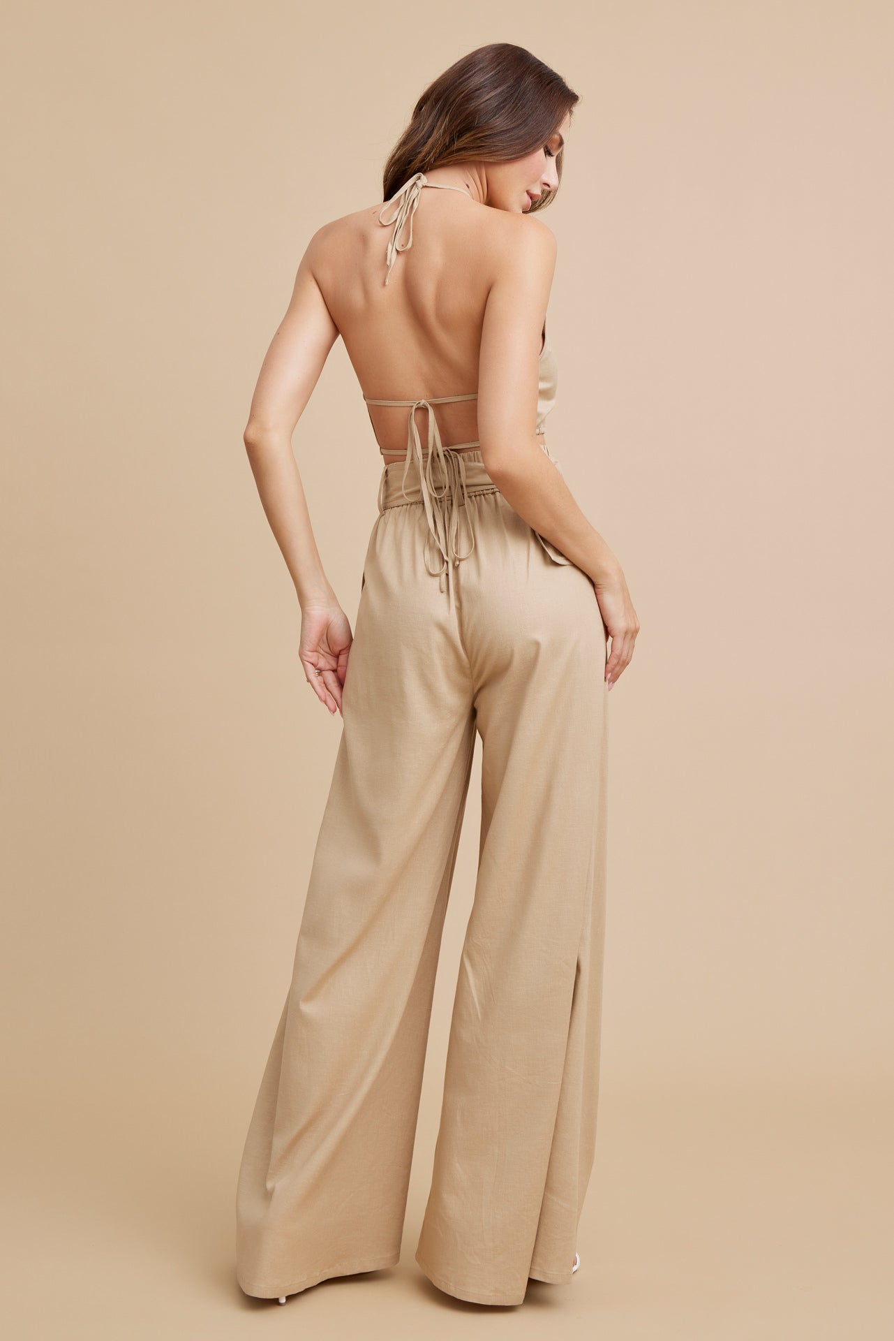 Cropped Halter Top and Pants Set