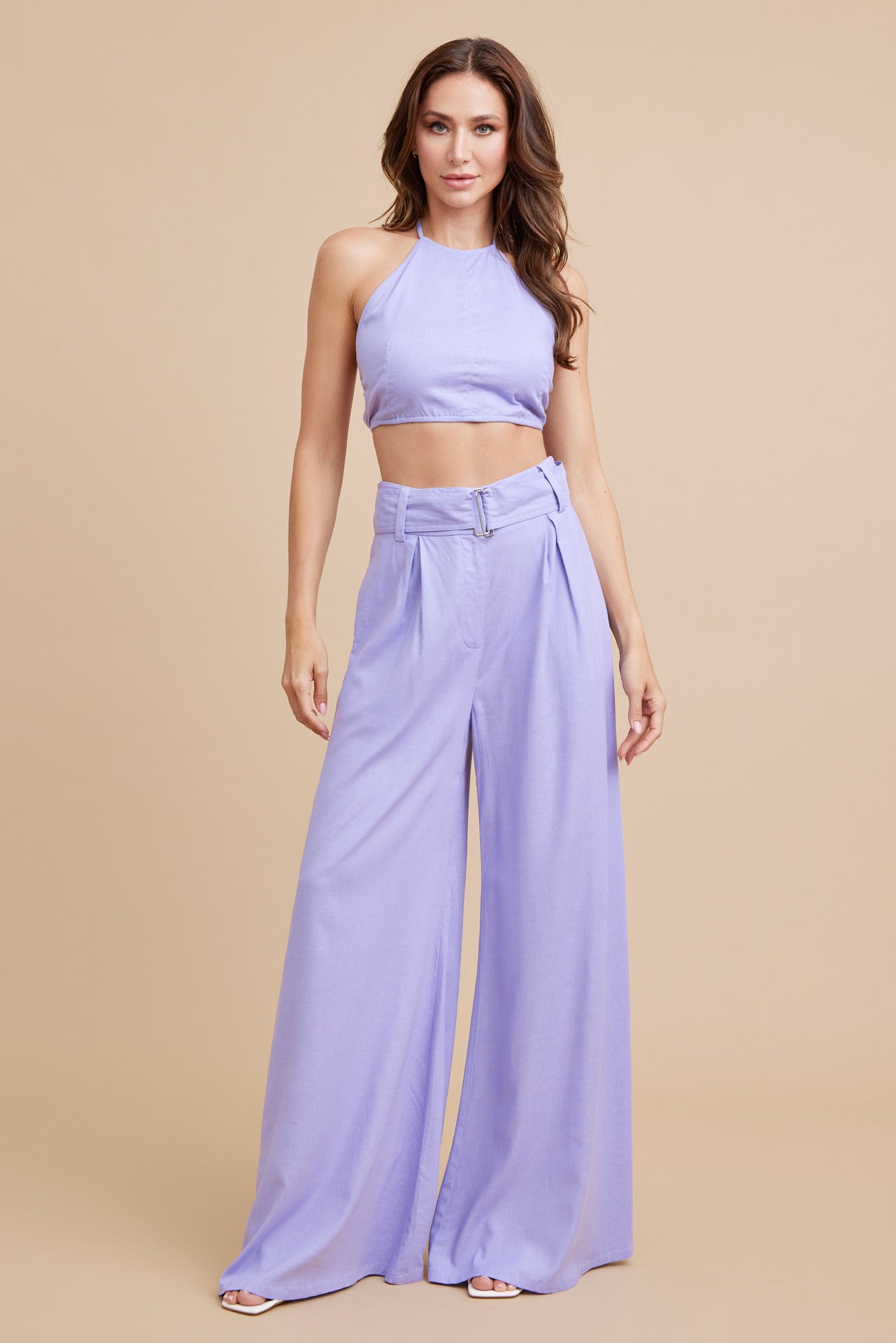 Cropped Halter Top and Pants Set
