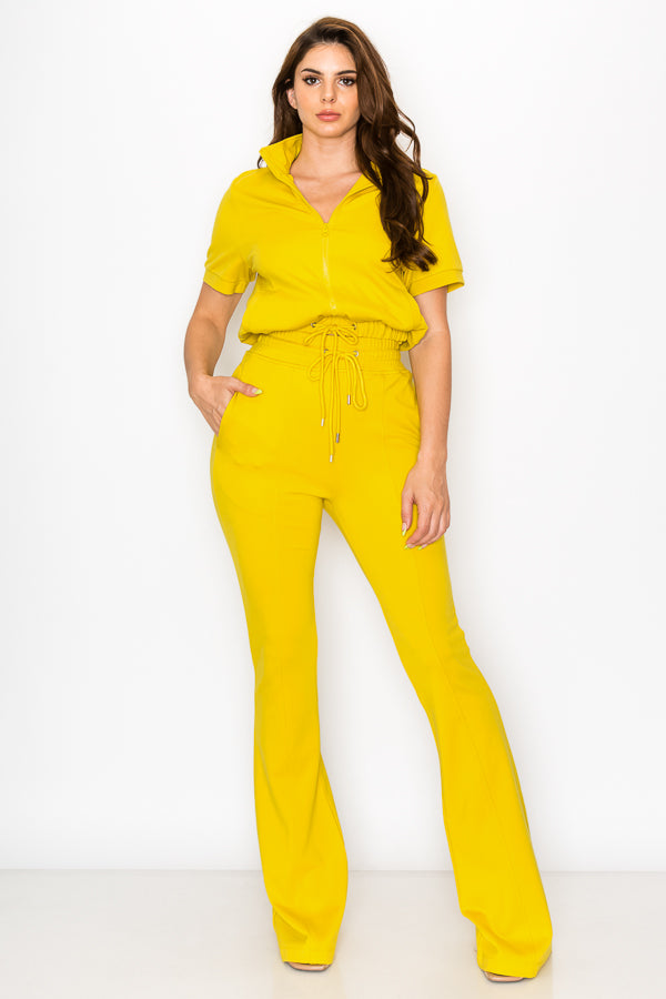 Knit Short Sleeve Track Jacket and Pants