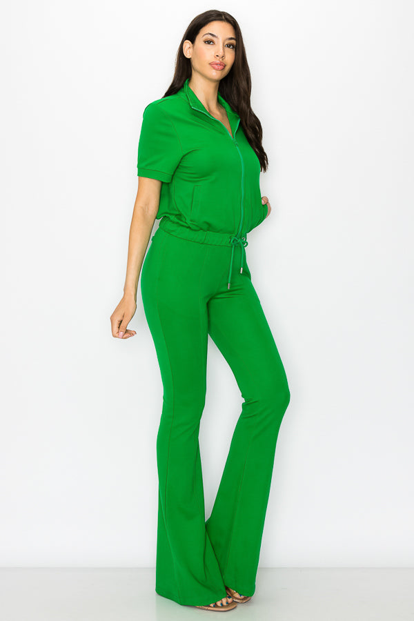 Knit Short Sleeve Track Jacket and Pants