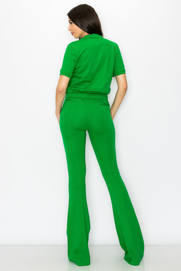 Knit Short Sleeve Track Jacket and Pants
