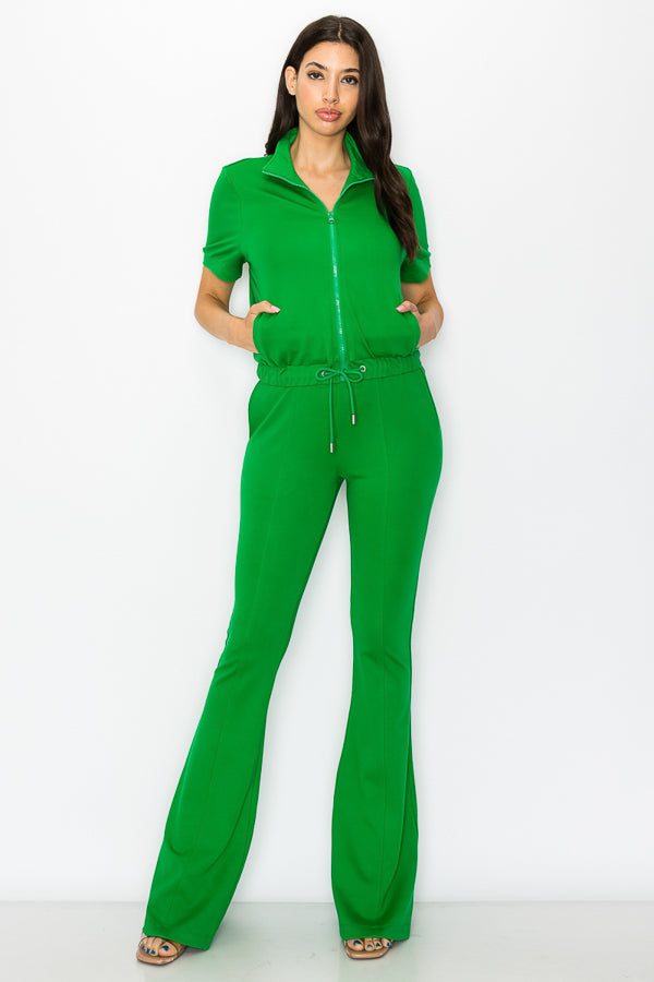 Knit Short Sleeve Track Jacket and Pants