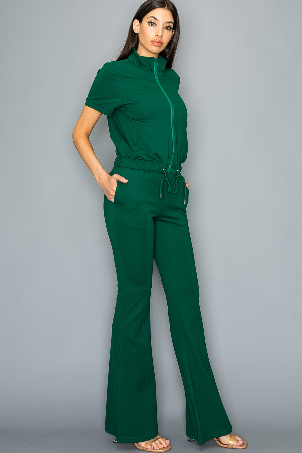 Knit Short Sleeve Track Jacket and Pants