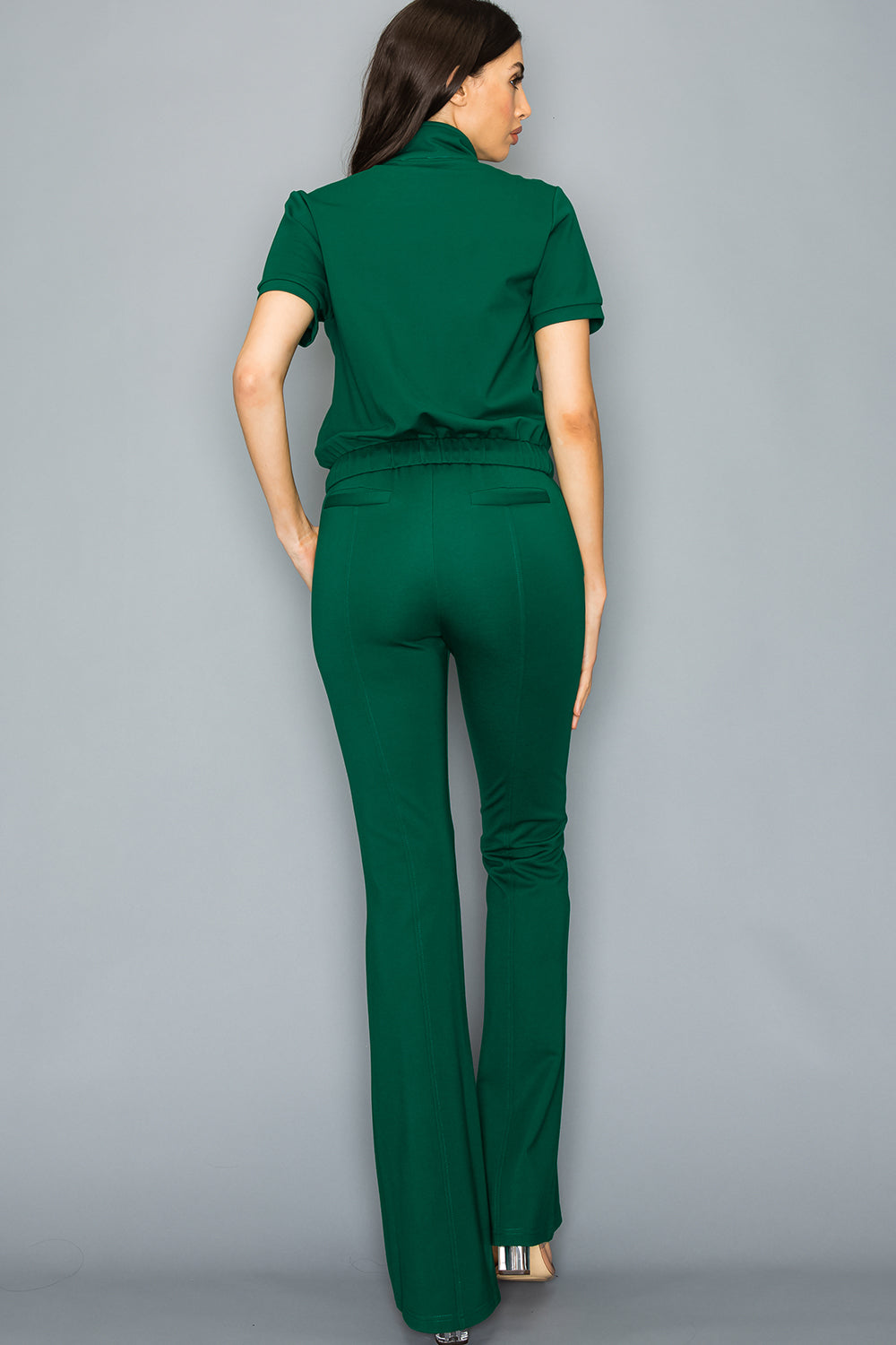 Knit Short Sleeve Track Jacket and Pants