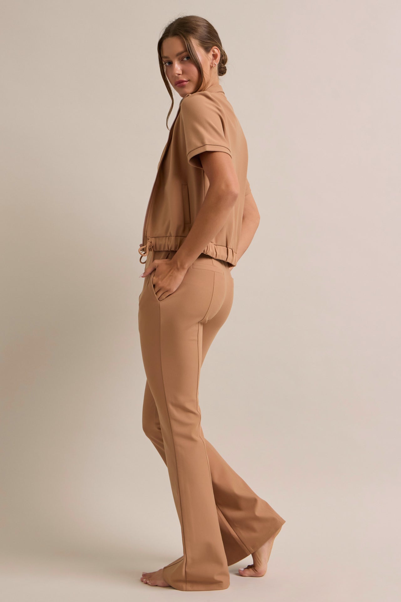 Knit Short Sleeve Track Jacket and Pants