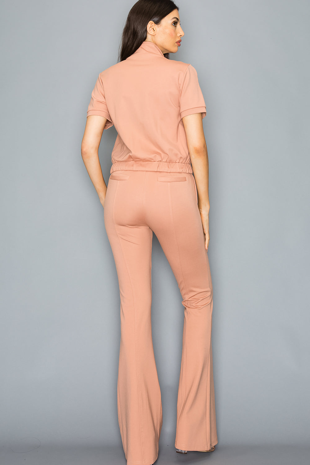 Knit Short Sleeve Track Jacket and Pants