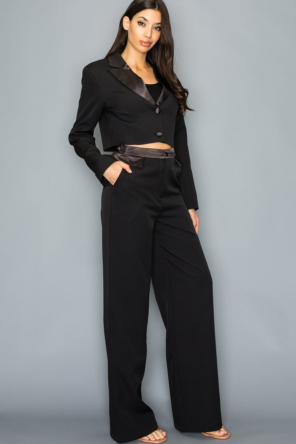 Crop Blazer and Pants Set
