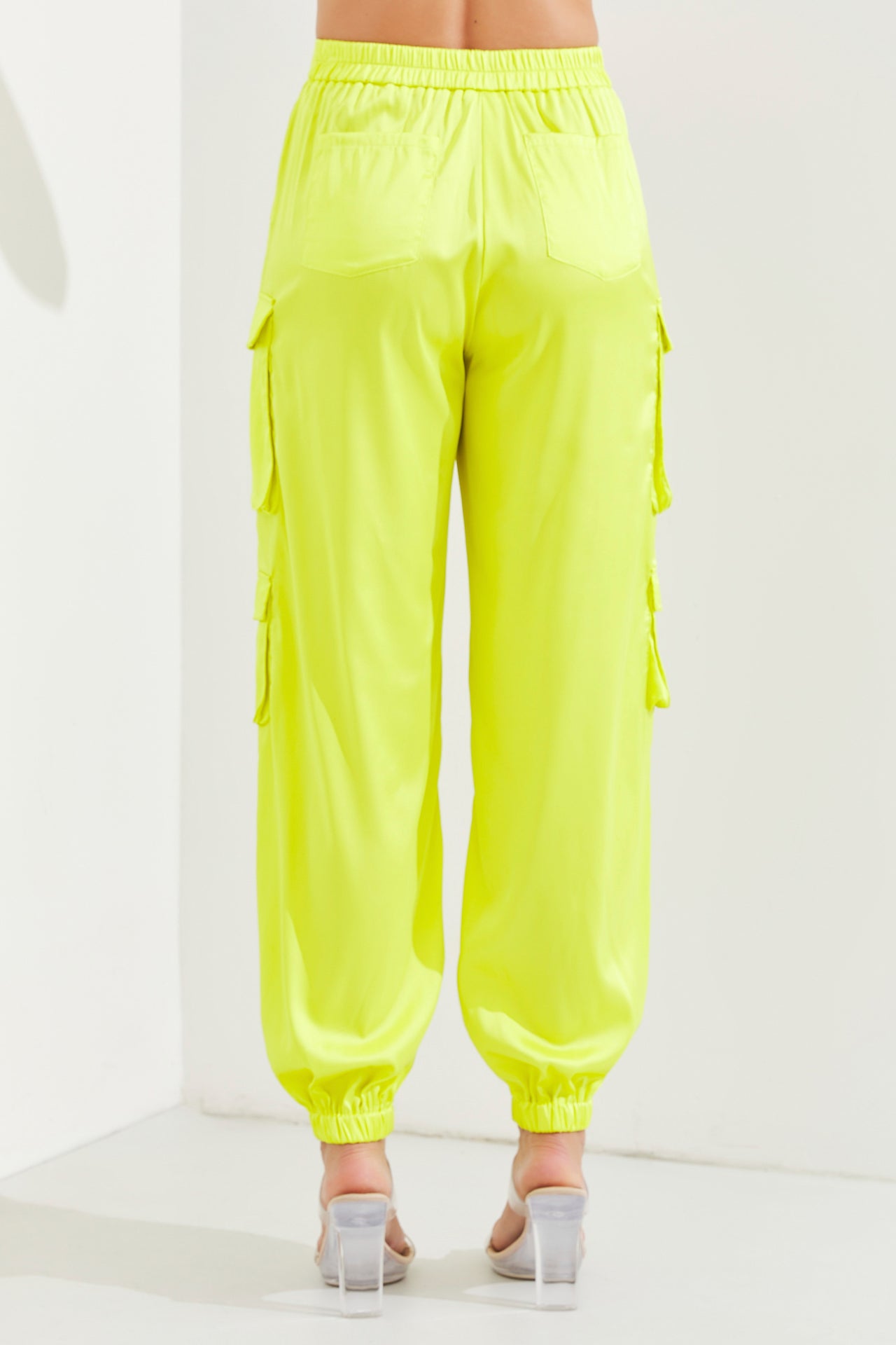 Woven Satin Cami Top With Cargo Pants Set