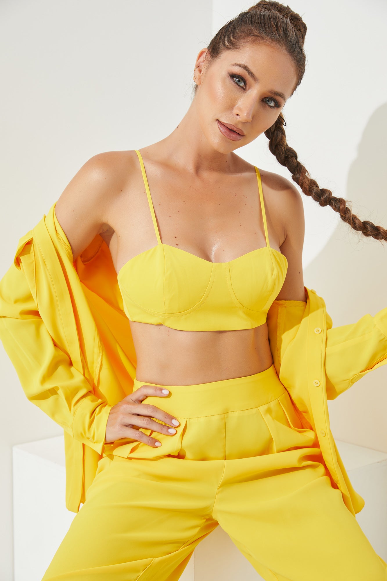 3 Piece Button Up Satin Set