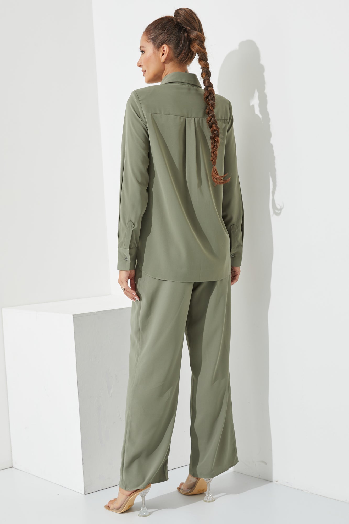 3 Piece Button Up Satin Set