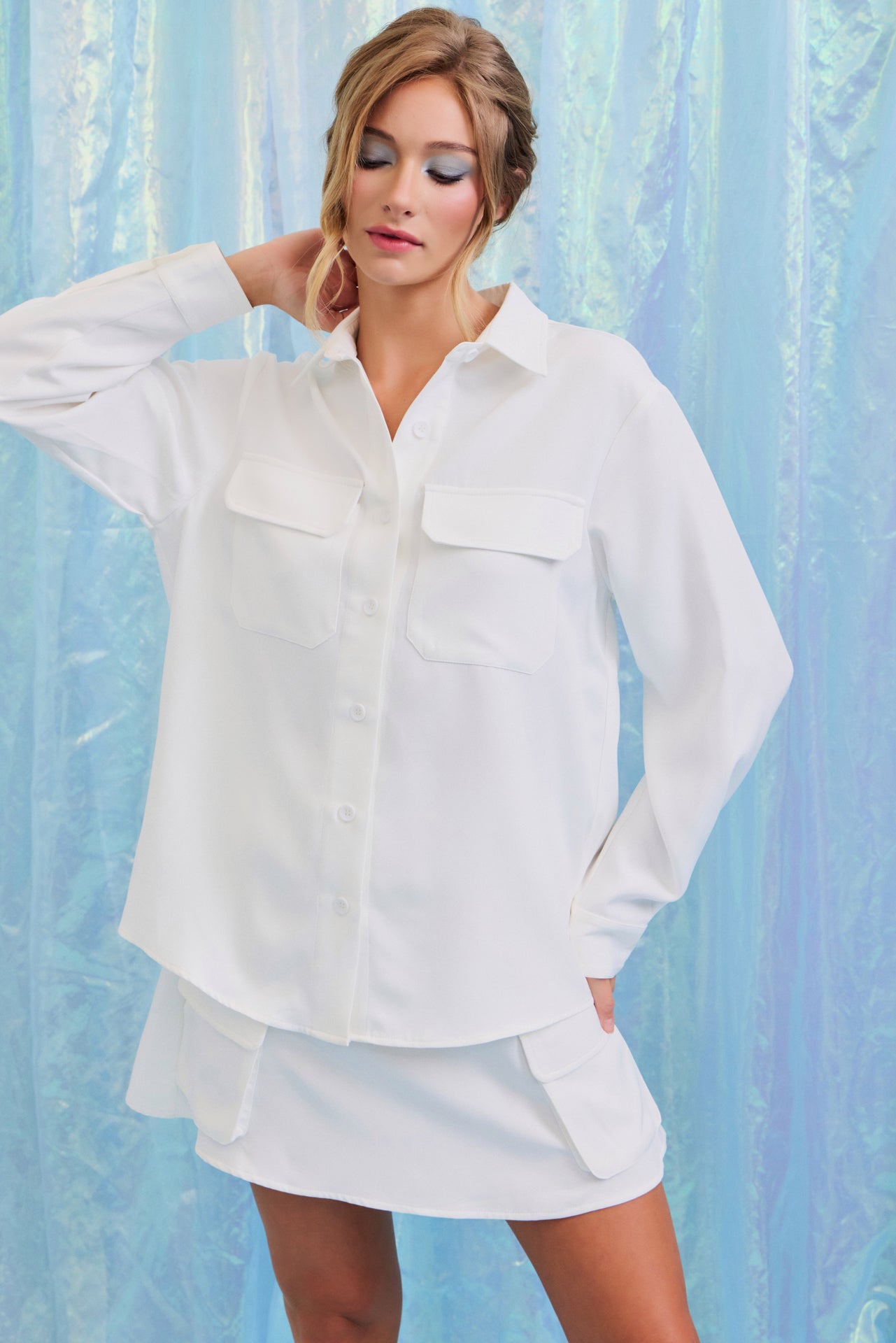 Cora Long Sleeve Shirt & Cargo Skirt Set