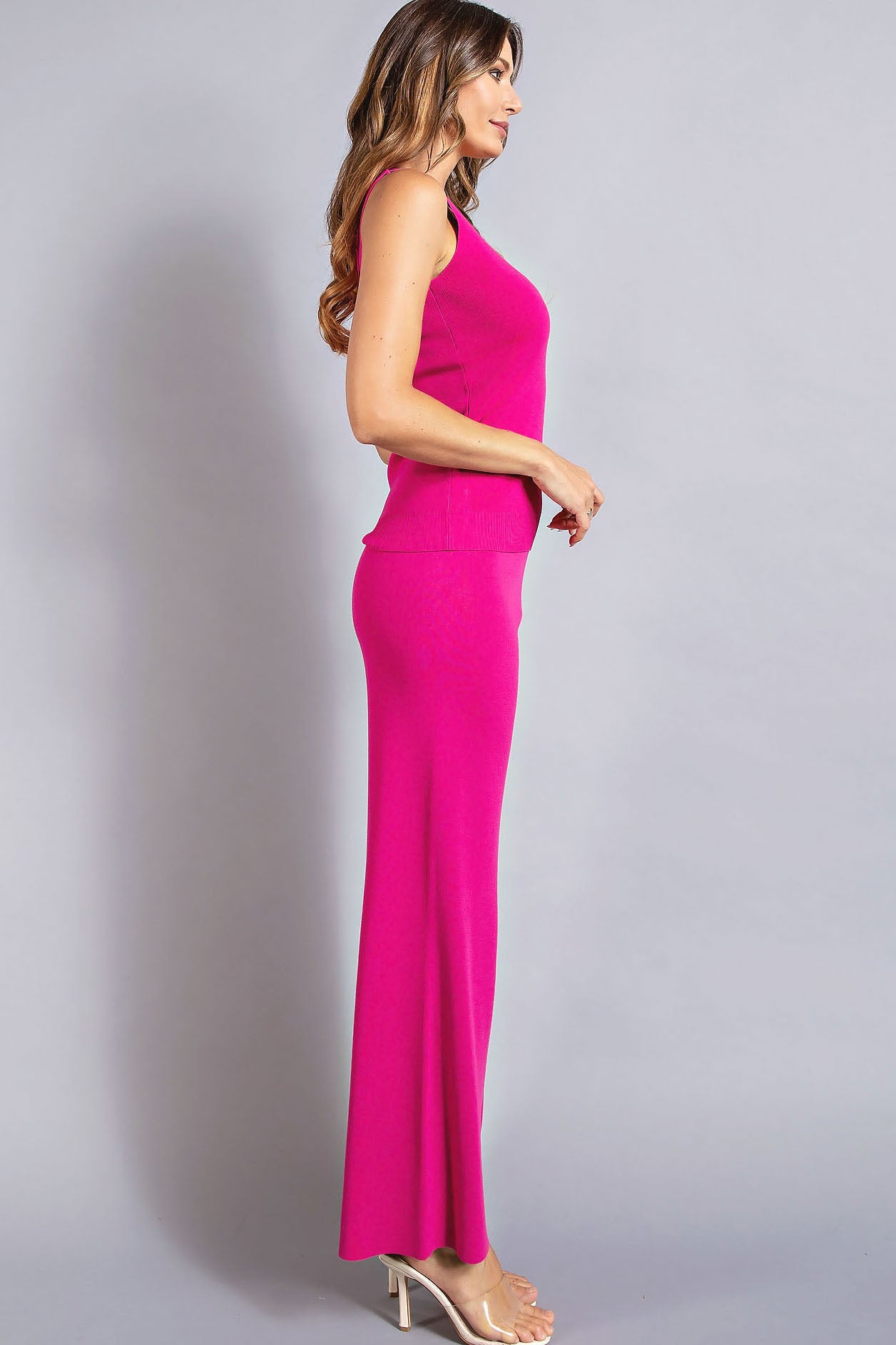 Ribbed Knit Top And Bottom Set
