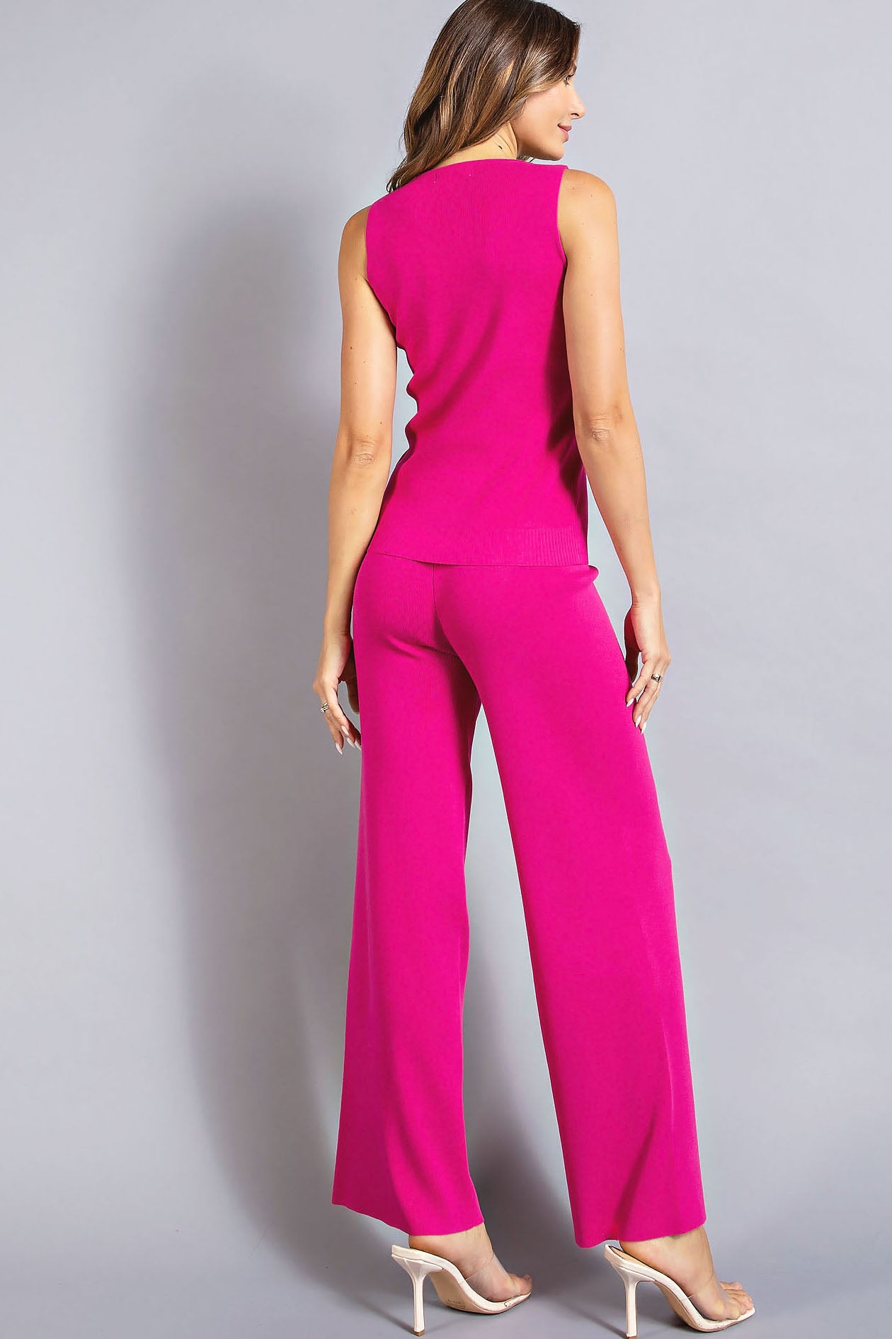 Ribbed Knit Top And Bottom Set