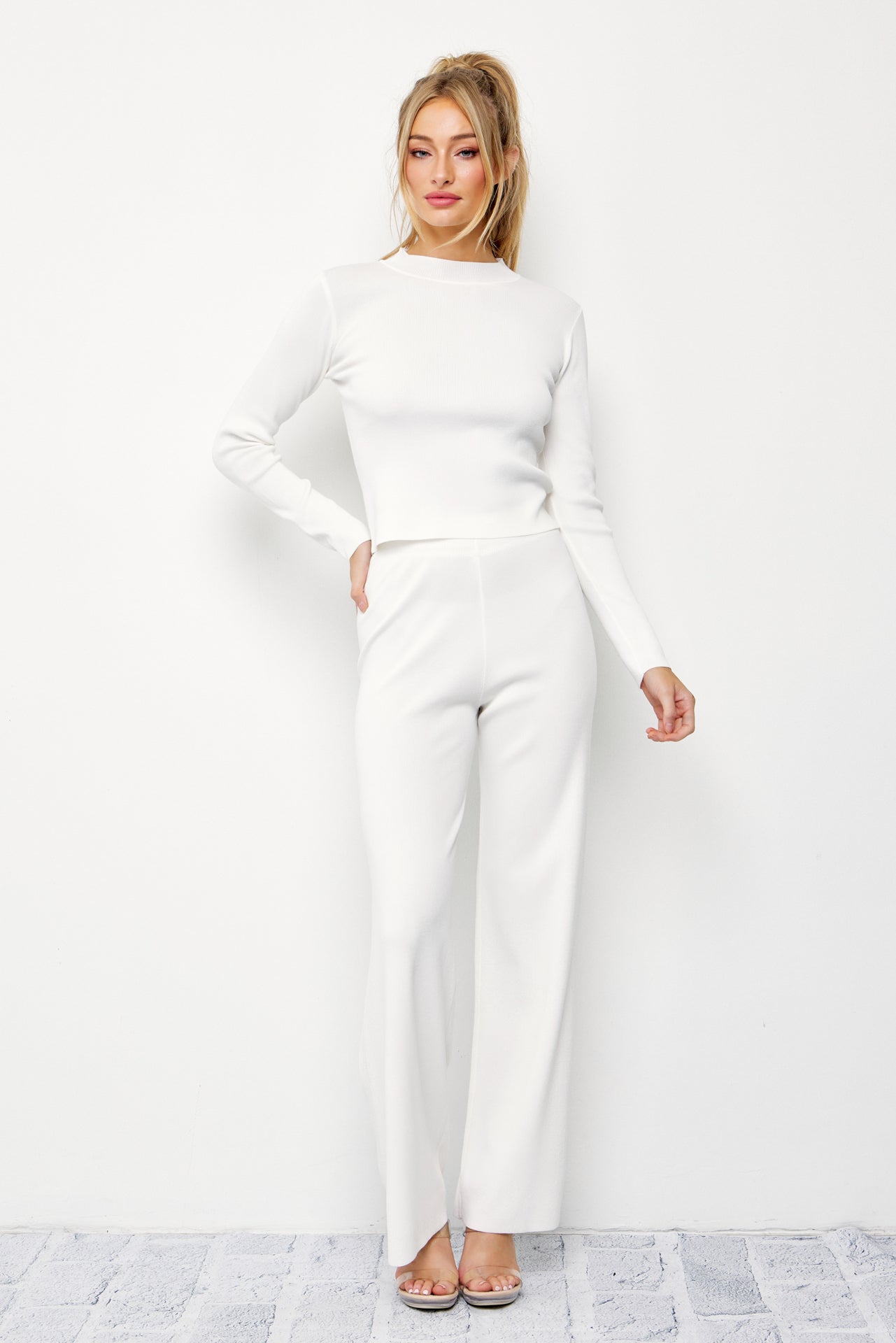 Knit Mock-Neck Top and Pants Set
