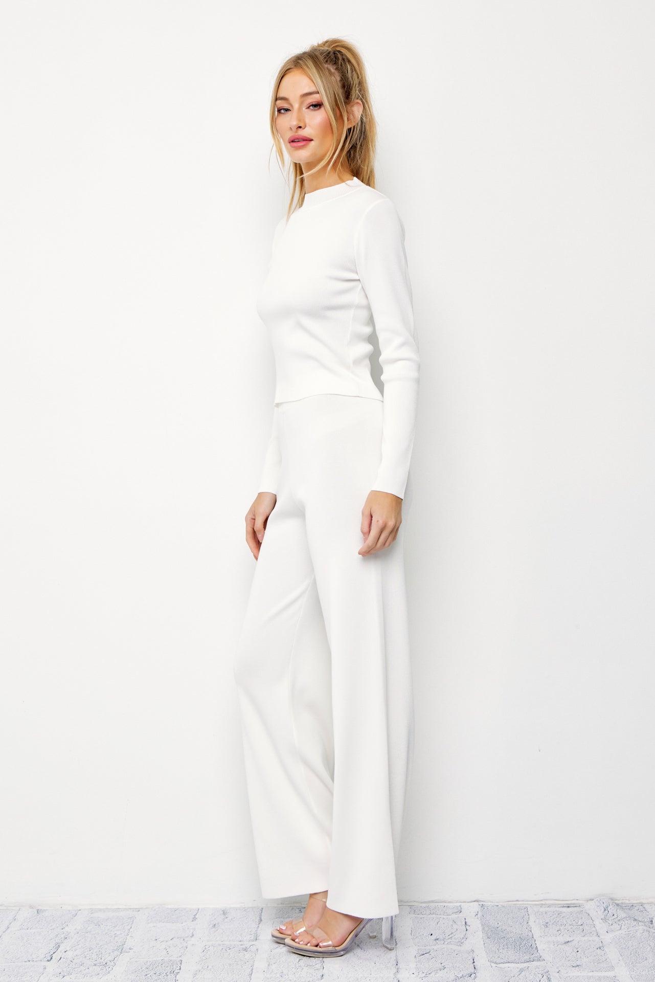 Knit Mock-Neck Top and Pants Set
