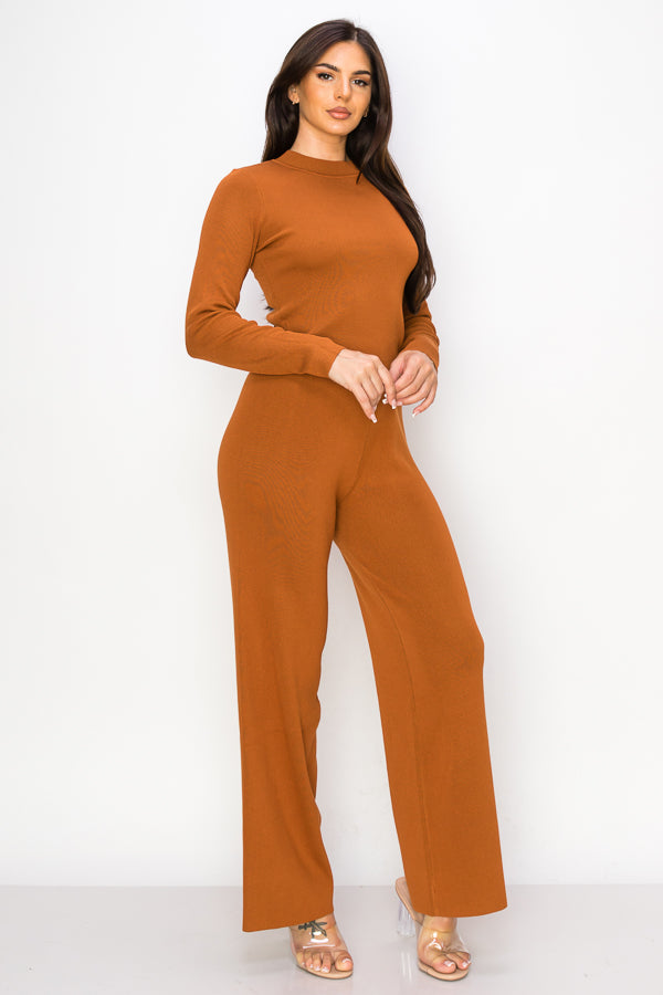 Knit Mock-Neck Top and Pants Set