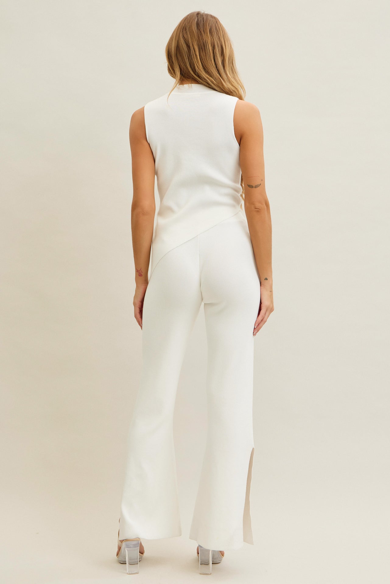 Knit Asymmetric Hem Top and Bottom Set