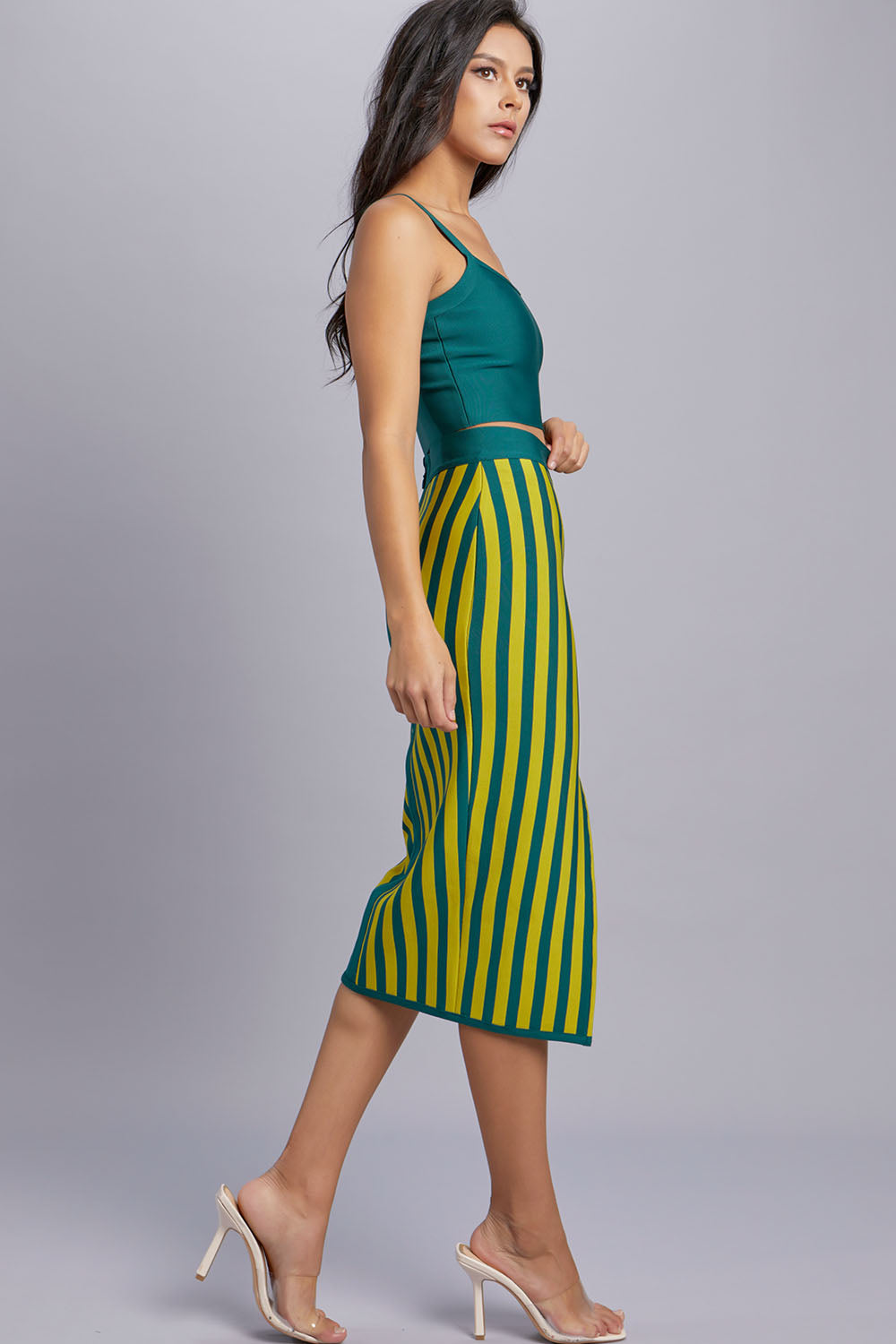 Sleeveless Crop Top and Bandage Skirt Set