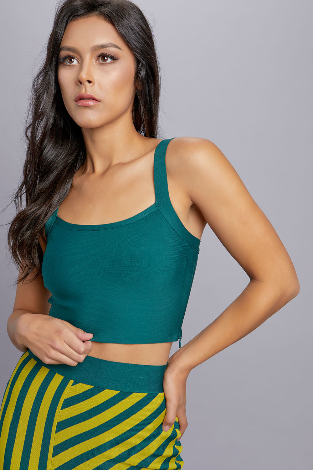 Sleeveless Crop Top and Bandage Skirt Set