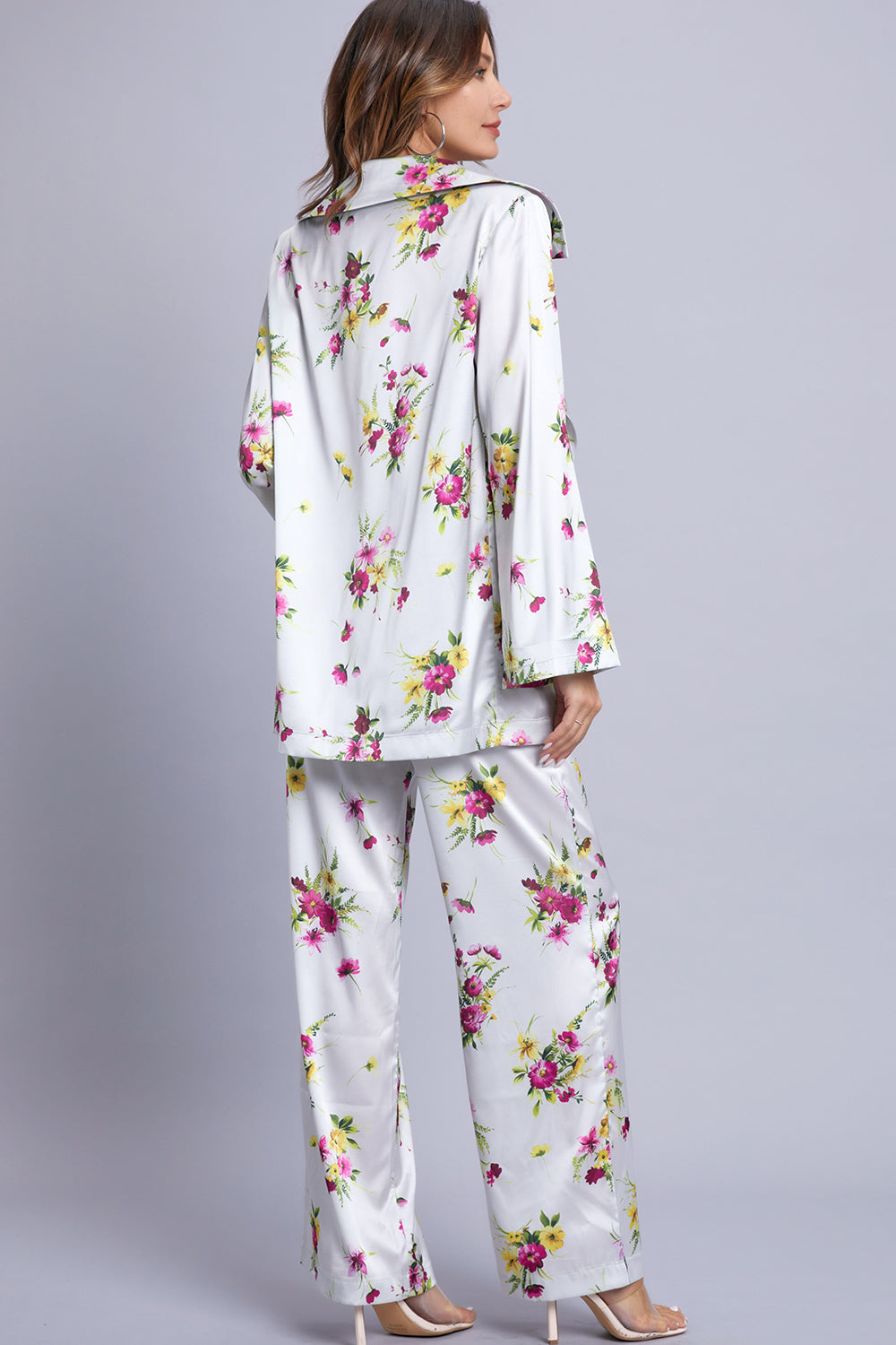 Satin Floral Print 3 Piece Set