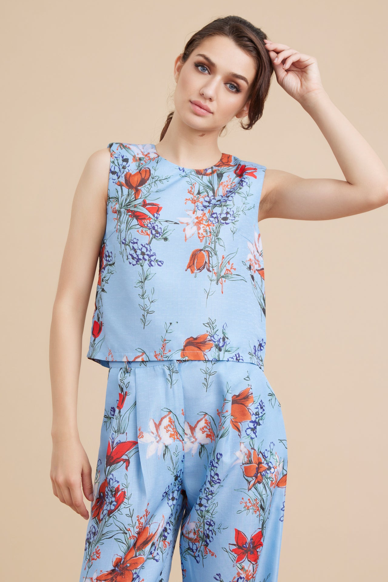 Woven Print Top and Pants Set