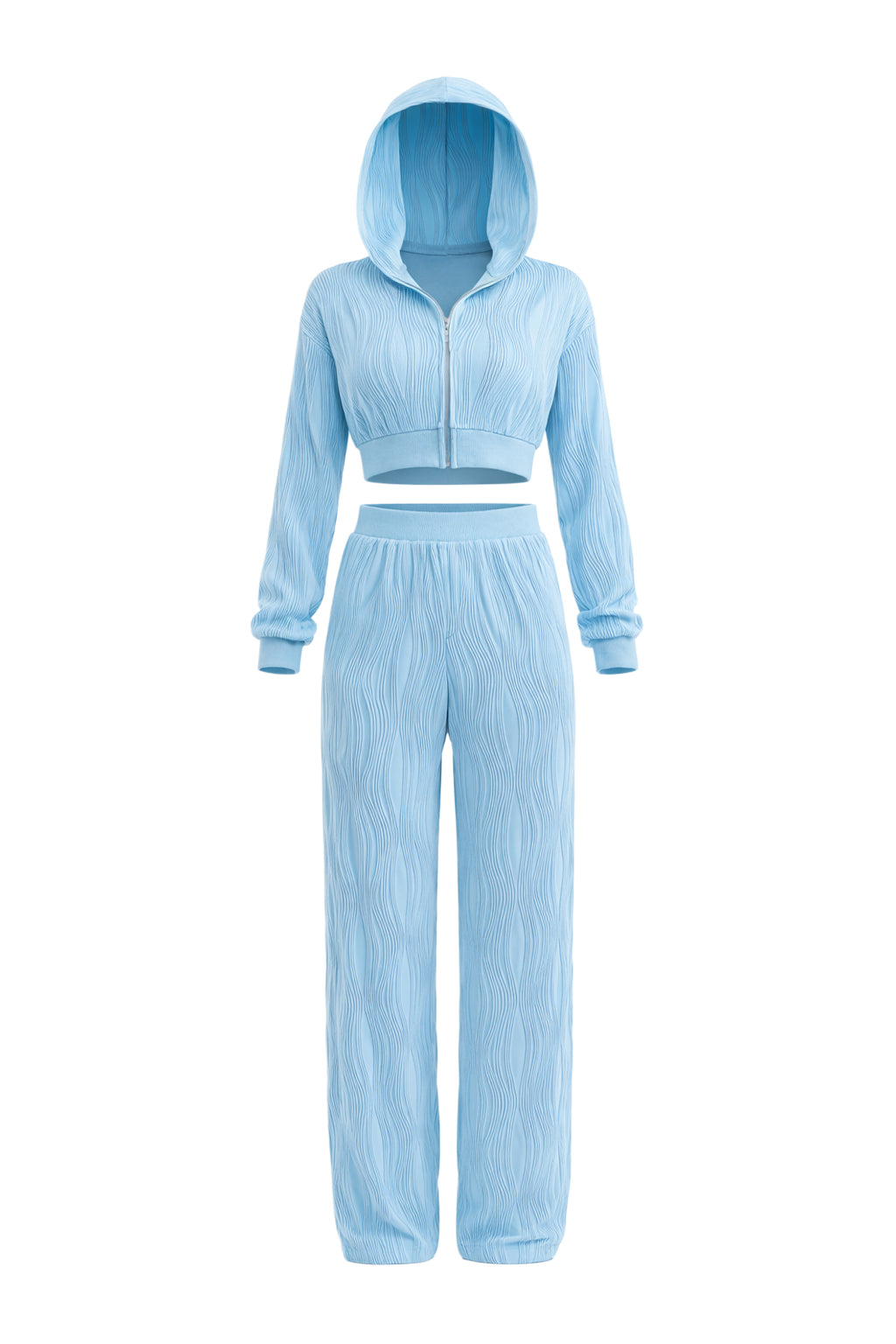 Textured Zip Hoodie and Pants Set