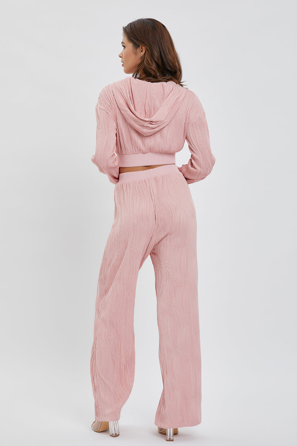 Textured Zip Hoodie and Pants Set